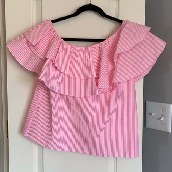 NEW pink and white off-the-shoulder blouse👚 - Picture 1 of 2